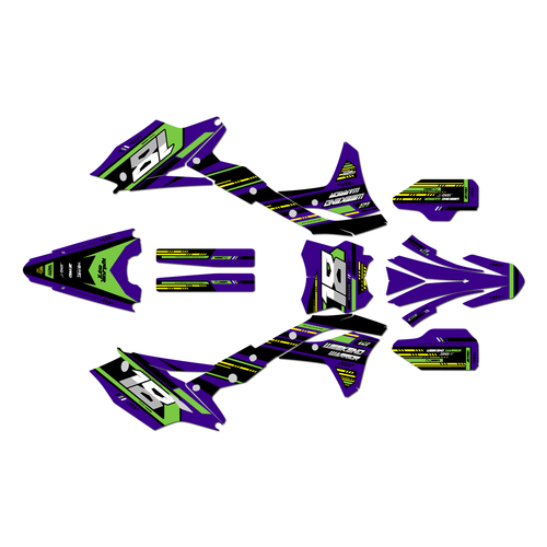kawasaki kx250f graphics kit 2017-2020 warrior series purple