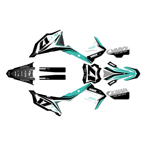 kawasaki kx250 graphics kit 2021-2024 stellar series teal