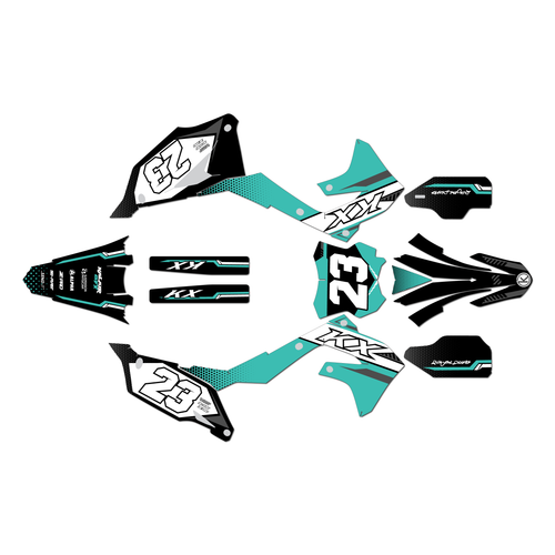 kawasaki kx250 graphics kit 2021-2024 viper series teal