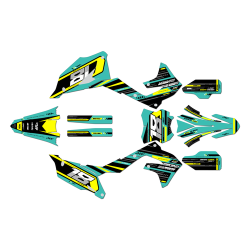 kawasaki kx250 graphics kit 2021-2024 warrior series teal