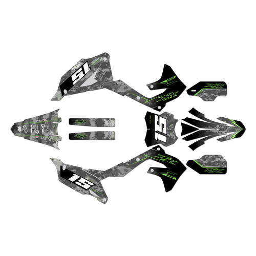 kawasaki kx450f graphics kit 2019-2023 cyberware series green