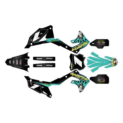 kawasaki kx450f graphics kit 2019-2023 lancaster series teal-shift