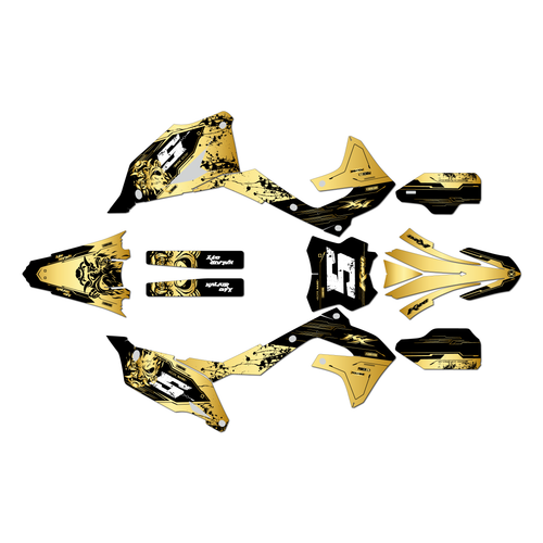 kawasaki kx450f graphics kit 2019-2023 nightcity series gold