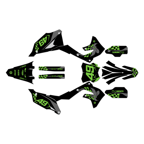 kawasaki kx450f graphics kit 2019-2023 pecker series green-shift