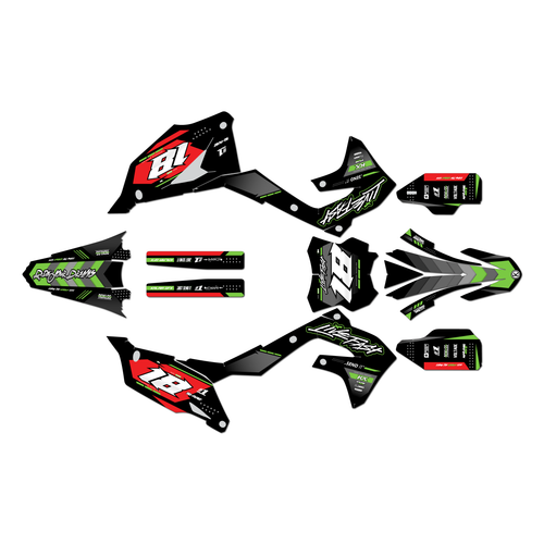 kawasaki kx450f graphics kit 2019-2023 rebel series red