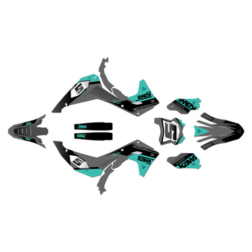 kawasaki kx450x graphics kit 2024-2026 venom series teal