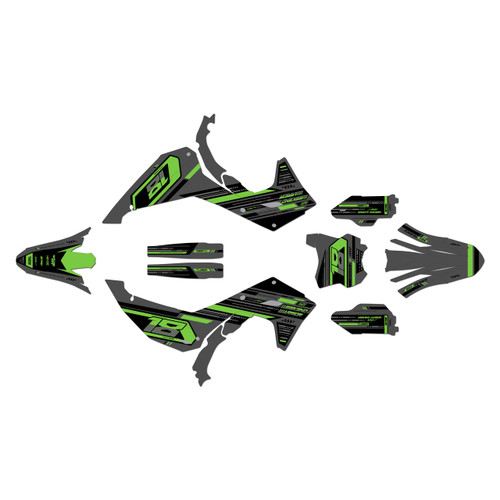 kawasaki kx450x graphics kit 2024-2026 warrior series green-shift