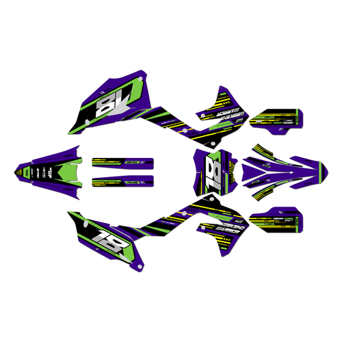 kawasaki kx450f graphics kit 2019-2023 warrior series purple