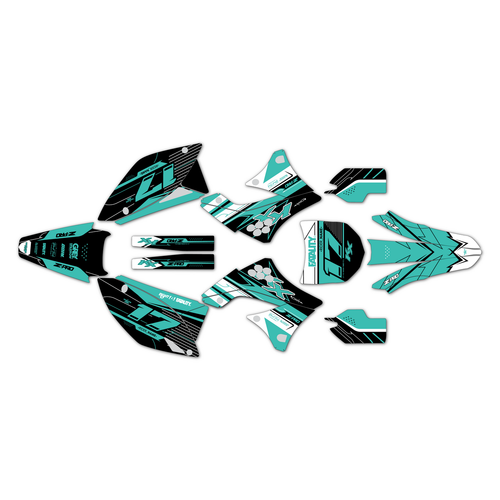 kawasaki kx450f graphics kit 2009-2011 axis series teal