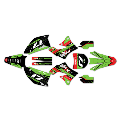 kawasaki kx450f graphics kit 2009-2011 axis series red-green