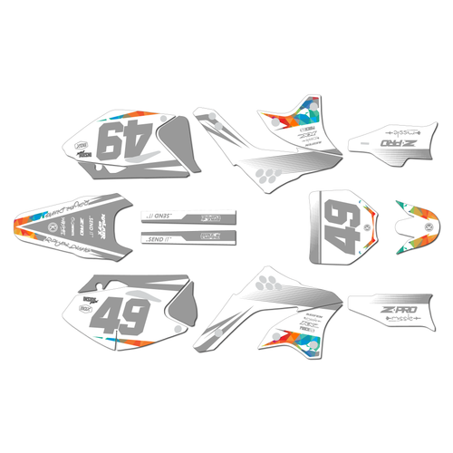 kawasaki kx450f graphics kit 2006-2008 blaze series white