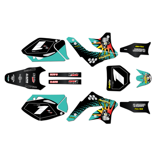 kawasaki kx450f graphics kit 2006-2008 lancaster series teal