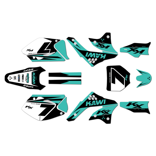 kawasaki kx450f graphics kit 2006-2008 legend series teal