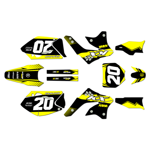 kawasaki kx450f graphics kit 2006-2008 spear series yellow