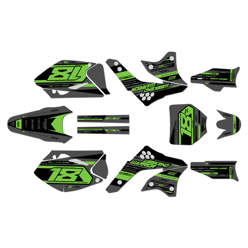 kawasaki kx450f graphics kit 2006-2008 warrior series green-shift