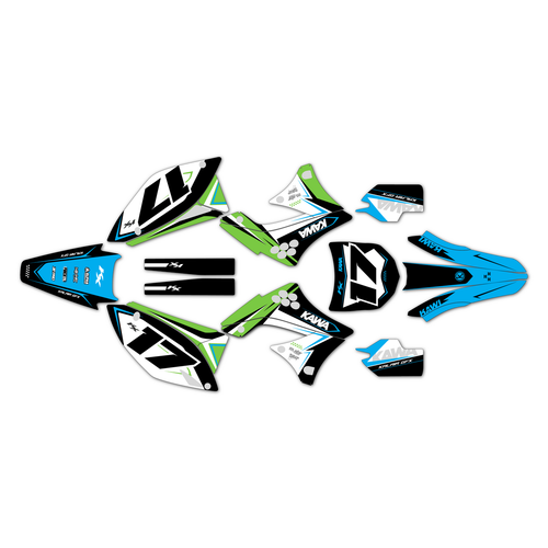 kawasaki kx450f graphics kit 2009-2011 stellar series cyan
