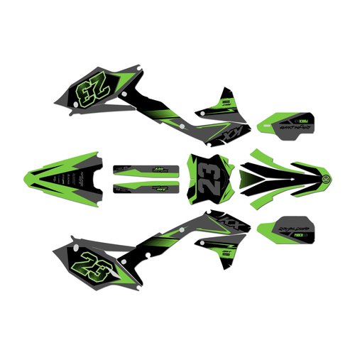 kawasaki kx450f graphics kit 2016-2018 evader series green-shift