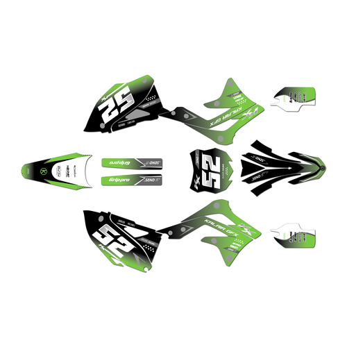 kawasaki kx450f graphics kit 2013-2015 ominous series green