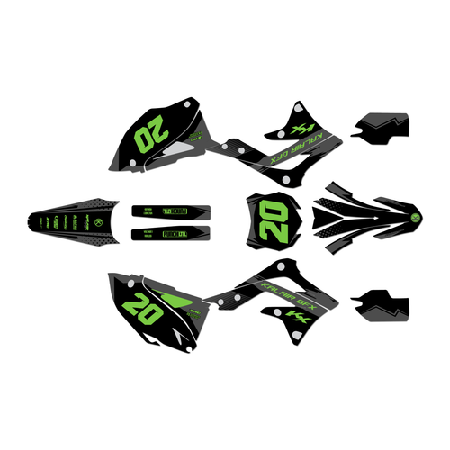 kawasaki kx450f graphics kit 2013-2015 spear series green-shift