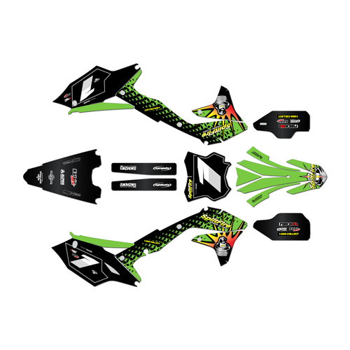 kawasaki kx450f graphics kit 2016-2018 lancaster series green