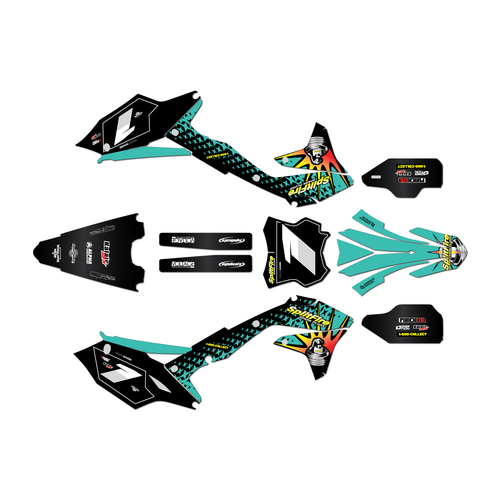 kawasaki kx450f graphics kit 2016-2018 lancaster series teal