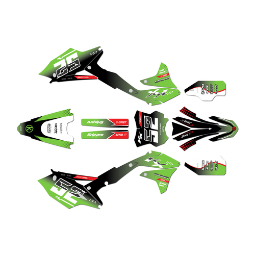 kawasaki kx450f graphics kit 2016-2018 ominous series green
