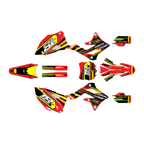 kawasaki kx450f graphics kit 2013-2015 warrior series red