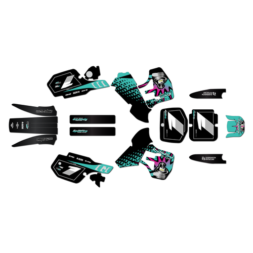 kawasaki kx500 graphics kit 1989-2004 lancaster series teal
