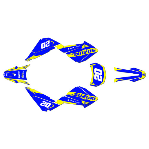 suzuki dr200-s graphics kit all years spear series blue-shift