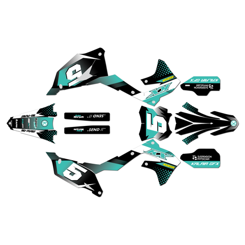 kawasaki kx450sr graphics kit 2022-2023 turbo series teal