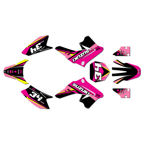 suzuki drz70 graphics kit all years icon series pink