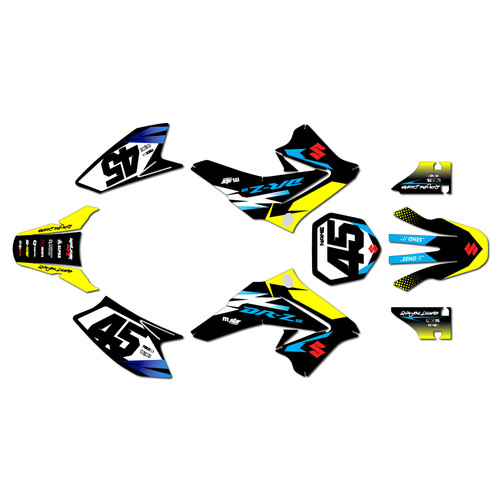 suzuki drz50 graphics kit all years division series yellow