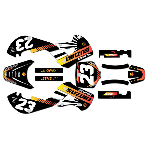 suzuki drz110 graphics kit 2000-2009 fasthouse series orange-fade