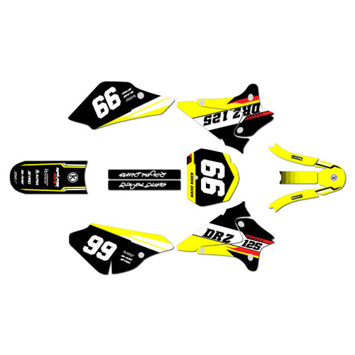 suzuki drz125 graphics kit 2001-2007 viper series yellow
