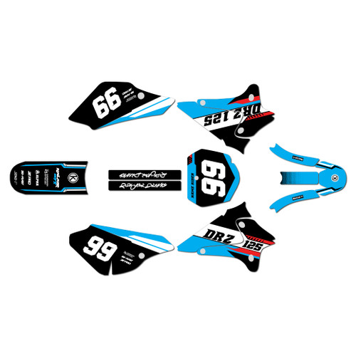 suzuki drz125 graphics kit 2001-2007 viper series cyan