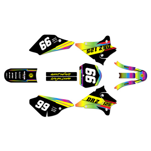 suzuki drz125 graphics kit 2001-2007 viper series rainbow