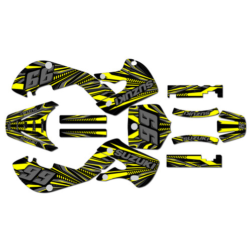 suzuki drz110 graphics kit 2000-2009 prime series yellow-shift