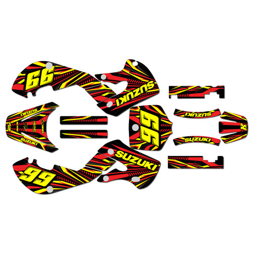 suzuki drz110 graphics kit 2000-2009 prime series red-yellow