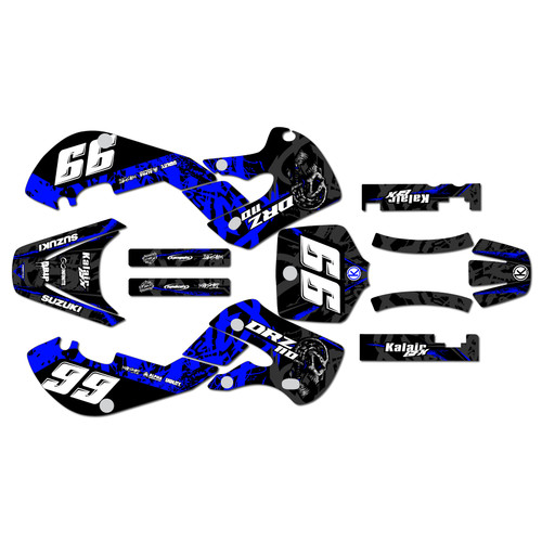 suzuki drz110 graphics kit 2000-2009 revolt series blue