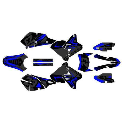 suzuki drz400 graphics kit 2000-2024 evader series blue-shift