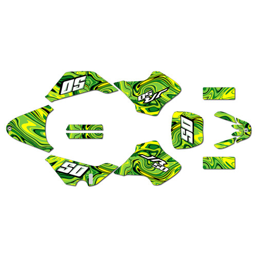 suzuki jr50 graphics kit 2000-2006 snagged series green