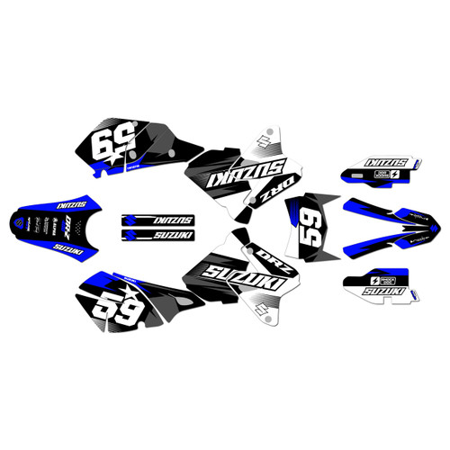 suzuki drz400 graphics kit 2000-2024 flux series blue