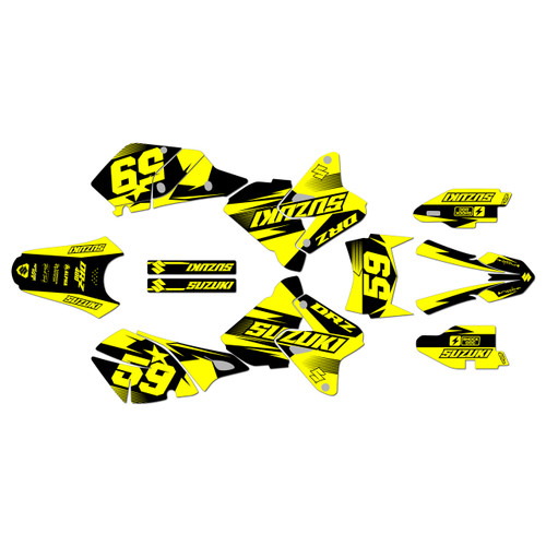 suzuki drz400 graphics kit 2000-2024 flux series yellow
