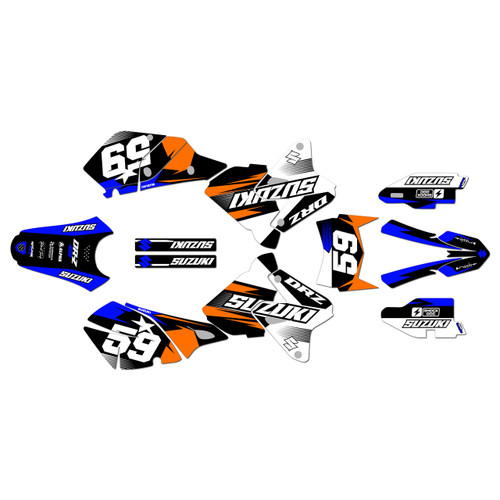 suzuki drz400 graphics kit 2000-2024 flux series orange