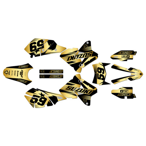 suzuki drz400 graphics kit 2000-2024 flux series gold