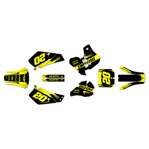 suzuki rm80 graphics kit 2000-2001 spear series yellow-shift