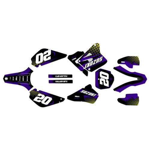 suzuki rm85u graphics kit all years spear series purple