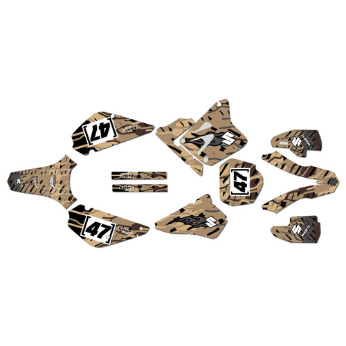suzuki rm80u graphics kit all years thunder series tan