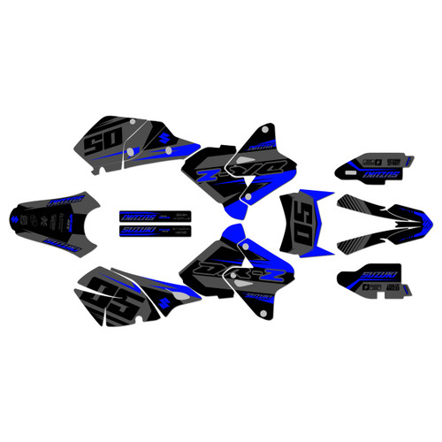 suzuki drz400 graphics kit 2000-2024 quantum series blue-shift