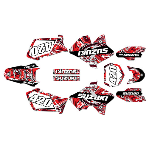 suzuki rm250 graphics kit 2001-2012 snagged series red